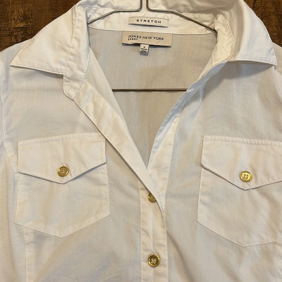 White Blouse Gold Buttons Size Small - Picture 2 of 6